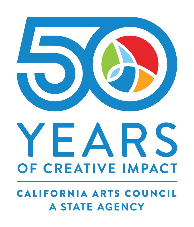Logo reading "50 Years of Creative Impact - California Arts Council - A State Agency